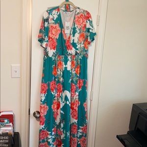 Hazel Blues Floral Maxi Plus Size